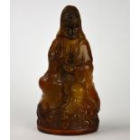 A Chinese horn carving of Guanyin, 19th century, 10.5 cm h.