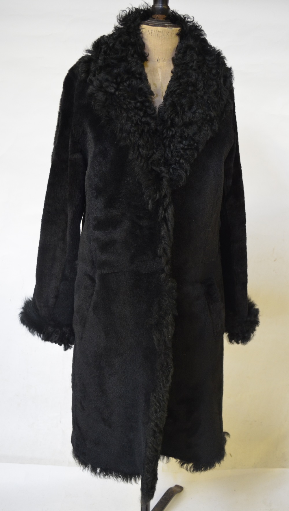 A Nicole Farhi black sheepskin coat 
