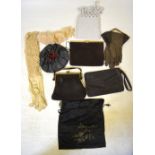 A box containing a collection of kid leather, leather and fabric gloves,