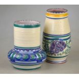 Two Carter Stabler & Adams vases, one with a wide band of grape and vine decoration, 19 cm and the