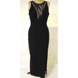 A Frank Usher ribbed black evening dress with silver beading to bodice (size 12),