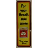 An enamel advertisement for Craven "A" cigarettes - 'For Your Throat's Sake',