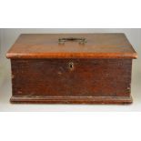 An 18th century oak box with lacquered brass handle Condition Report 31 x 41.5 x 18 cm, it opens,