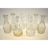 Eight modern cut glass decanters including three pairs (8) Condition Report One pair has an