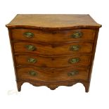 A George III crossbanded mahogany serpentine chest of four long graduated drawers,