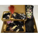 A box containing a large collection of beaded jet to include lengths of edging,