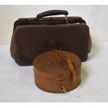 A small leather Gladstone bag and a leather collar box