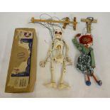 Two Pelham Puppets - Skeleton and Tyrolean girl (latter boxed)