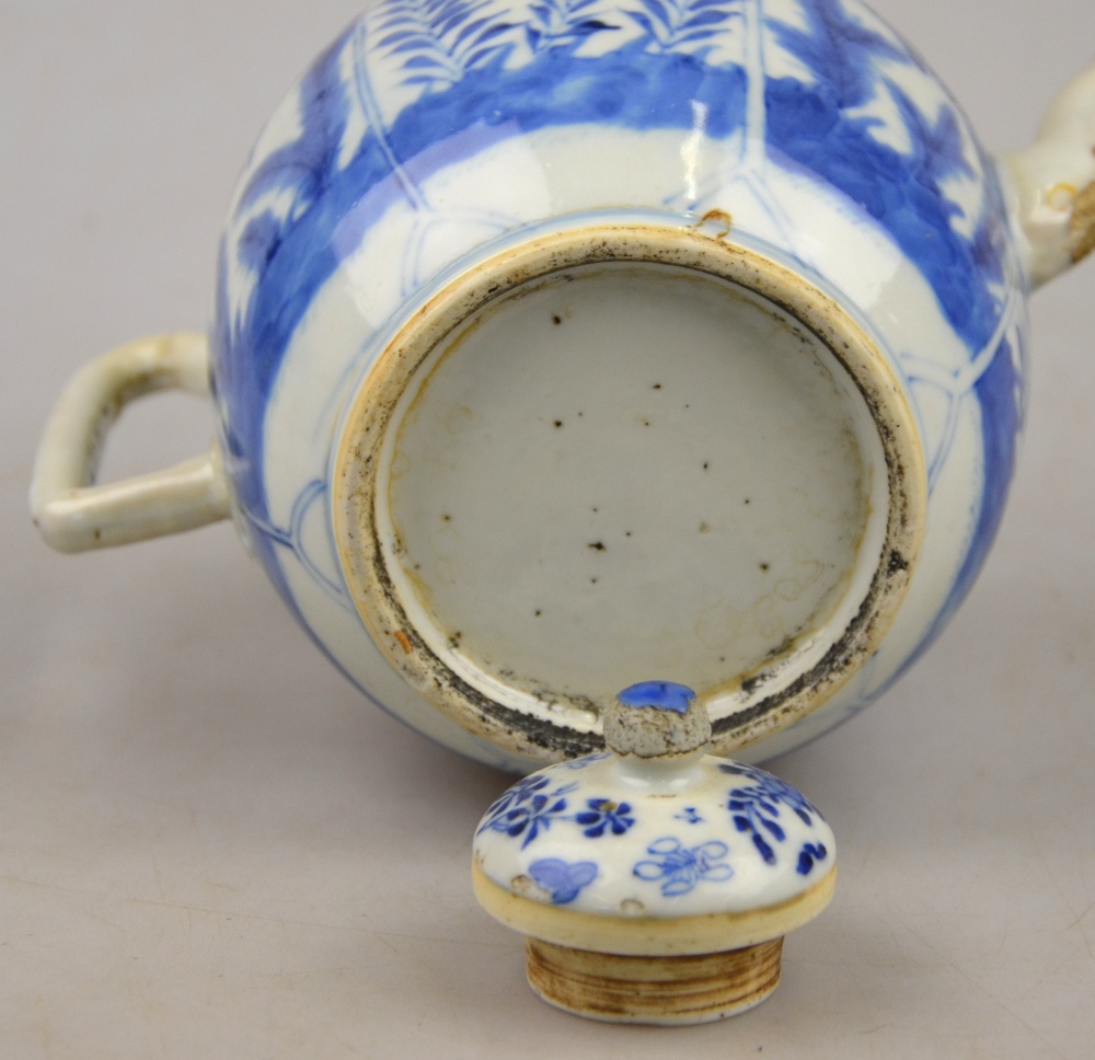 A Chinese 17th century blue and white dish decorated with a central flower head surrounded by - Image 13 of 13