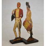 Two fret-cut and painted military figures, 37th Foot 1792 & 1815, 28 cm high,