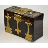 A Victorian coromandel and gilt mounted box fitted with three leather bound note books for Visits