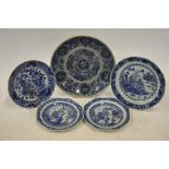 A Chinese 19th century blue and white saucer dish from the 'Diana' shipwreck, 28 cm dia., a