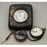 A late Victorian silver pocket watch with keywind lever movement, Chester 1896, on leather watch-