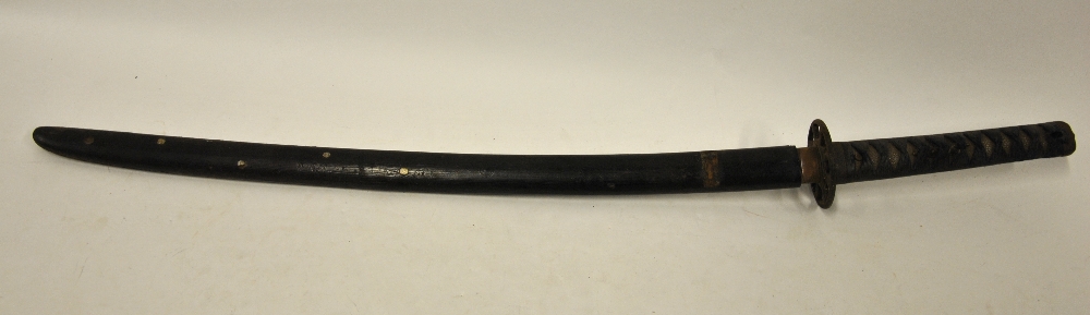 A 19th century Japanese sword Katana, 65 cm blade (unsigned) Iran tsuba and kashiva,