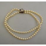 A two row cultured pearl choker of unifo