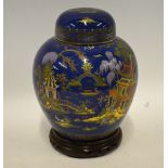 A Carlton Ware ovoid vase and cover, dee