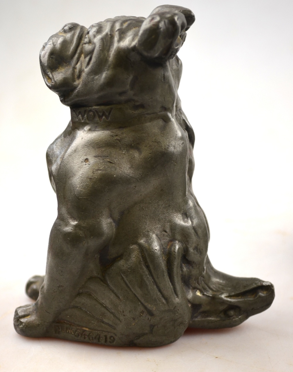 A pair of Art Deco stye marble bookends mounted with bronzed bulldogs; - Image 4 of 4