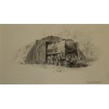 ** David Shepherd (b 1931) - Steam train, pencil study, signed lower right, 15.