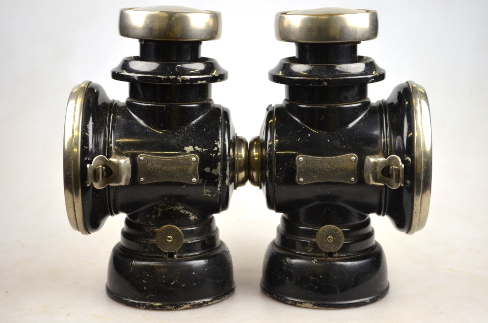 A pair of black bodied Lucas Kings Own car headlamps no F141, - Image 3 of 4