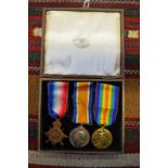 A WWI trio of medals to 2206 Pte CF Slann Royal North Devon Yeomanry comprising 1914-15 star;