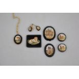 A pendant and earring micro mosaic suite, yellow metal set to/w a collection of antique and later