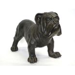 A modern brown patinated bronze life-size bulldog; unsigned,