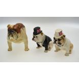 A Royal Doulton white bulldog wearing top hat and tails, ltd ed 3/1000, DA228 (white) c/w