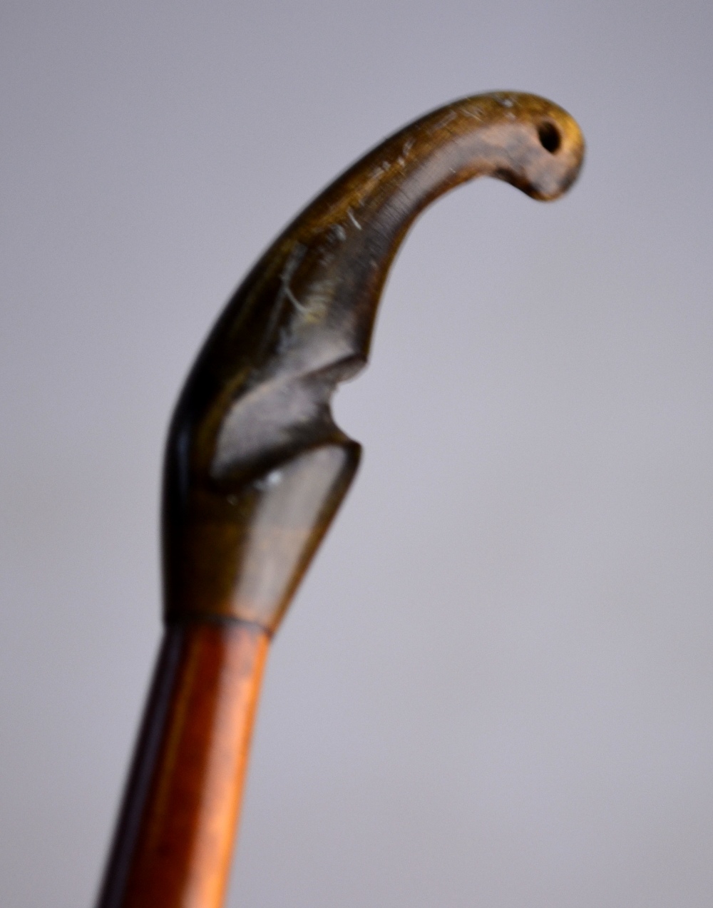 An archer's yew-wood longbow with horn tips, stamped 'Alfred London', 158 cm, - Image 3 of 6