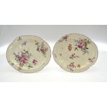 A pair of Mennecy, France 18th century porcelain quatrefoil dishes painted with sprays of flowers
