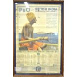 A 1934 P & O British India calendar/advertising poster, 75 x 49 cm, in glazed case Condition