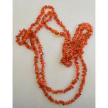 Two tumbled cornelian bead necklaces to/w gilt metal adjuster