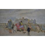 Maryland A? - 'Easter Monday, Palace Pier', Brighton, watercolour, indistinctly signed and dated '71