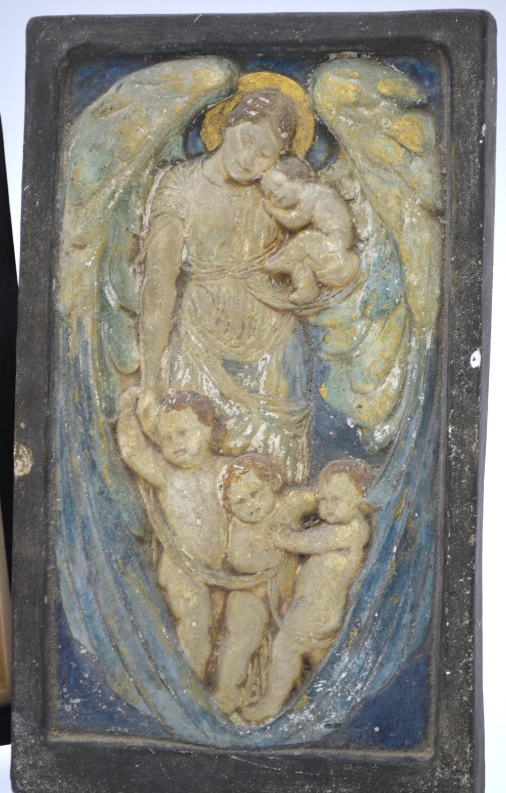 A ceramic tile with relief profile of a young boy inscribed 'Baby' and signed with initials ED, 17 x - Image 3 of 4