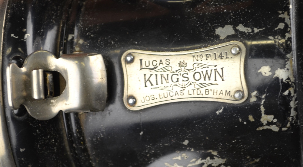 A pair of black bodied Lucas Kings Own car headlamps no F141, - Image 4 of 4