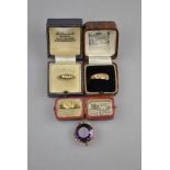 A collection of Victorian jewellery including amethyst and natural pearl circular brooch,