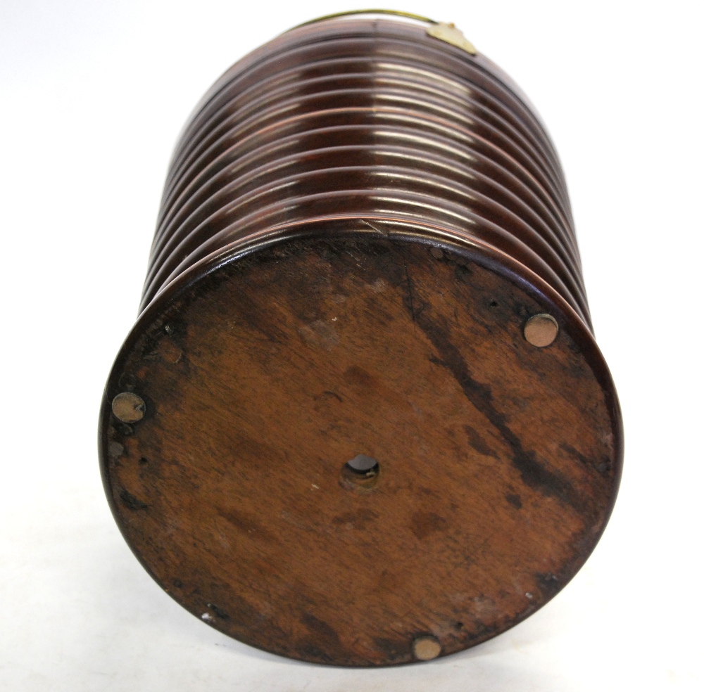 A mahogany peat bucket of ribbed and tapering form with stringing and brass loop handle, - Image 4 of 4