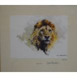 After David Shepherd (b 1931) - 'Lions head', ltd ed 236/850 print,