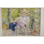 ** Paul Lucien Maze (1887-1979) - Seated figure in a garden chair, chalk pastel,