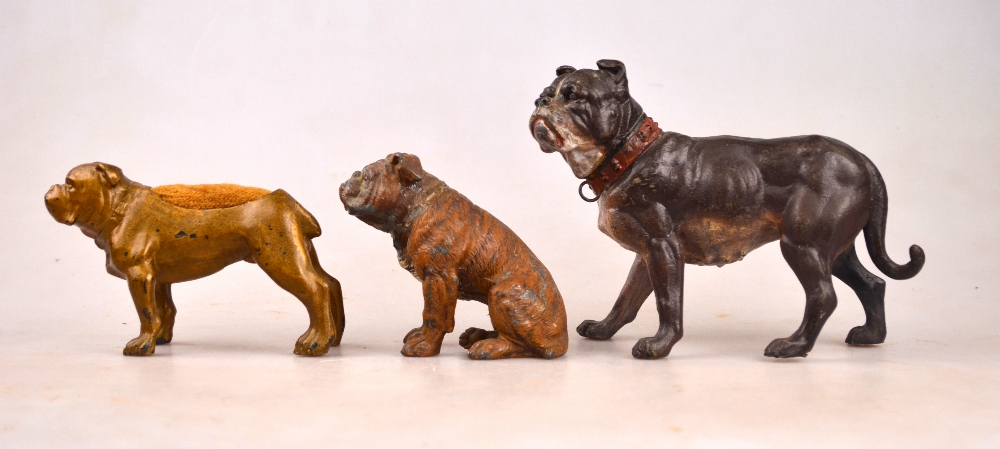 A cold-painted spelter female bulldog, 15 cm, - Image 3 of 4