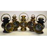 Assorted old car lamps including a pair of 'Stadium' lamps;