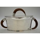 An electroplated Hukin & Heath model 3913 oval tureen and cover in the Art Deco manner, with ceramic