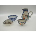 A Chinese Imari teabowl and saucer, to/w a Chinese Mandarin pallet sparrow beak jug, 15 cm h and