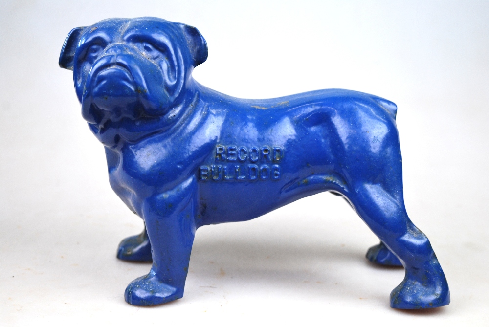 A blue-painted cast iron bulldog, advertising Record Tools, 15 x 21 cm, - Image 2 of 6