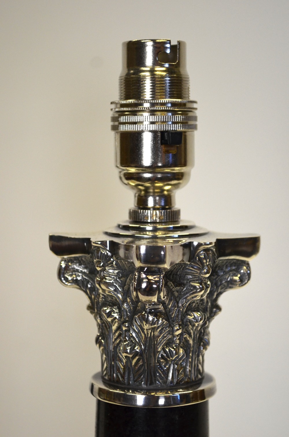 A pair of classical style electroplated and black stone column lamp-bases, - Image 4 of 4