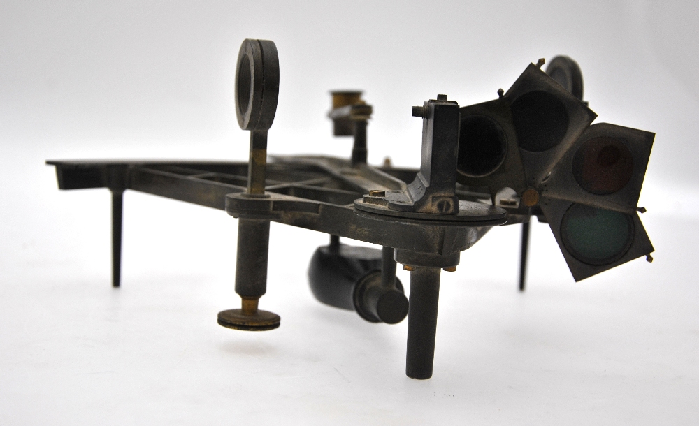G Whitbread, London, a brass lattice framed sextant, unboxed c. - Image 3 of 4