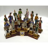 Fourteen Capodimonte porcelain figures including Napoleon, Paolina, Cavalleggero, Ussaro, Zappatore,