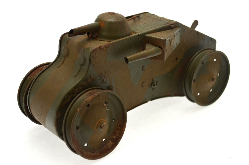 A pre-War Tri-ang Lines Bros tinplate and clockwork Tiger Tank,