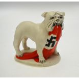 An unusual World War II propaganda model of a bulldog tearing up a Nazi flag Condition Report Crazed