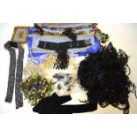 A collection of Victorian and later jet beaded edging, sequin,