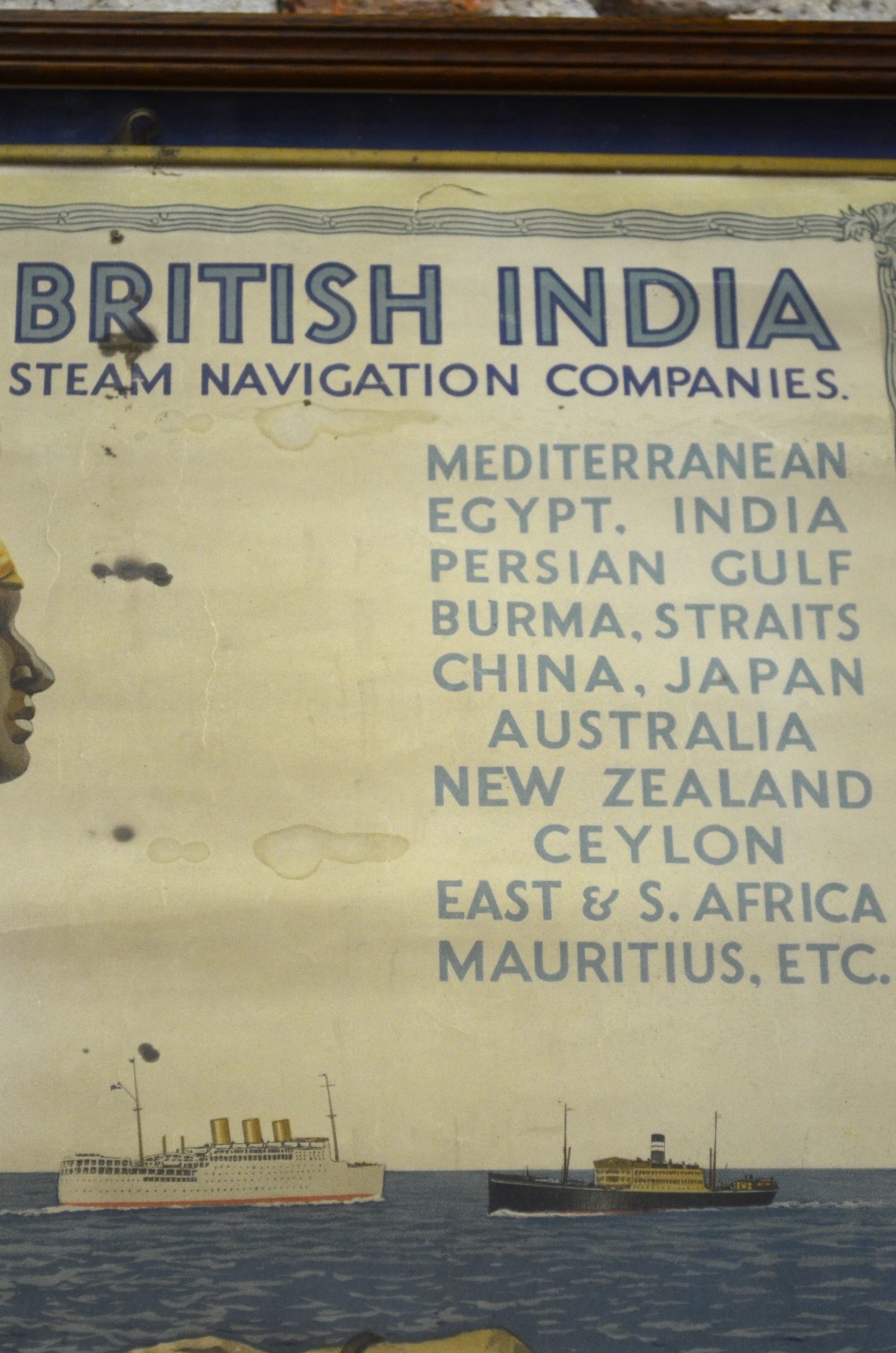 A 1934 P & O British India calendar/advertising poster, 75 x 49 cm, in glazed case Condition - Image 3 of 3